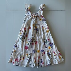Floral Kids Dress - White with Multicolor Flowers